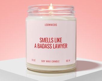 Badass Lawyer Candle, New Lawyer Gift, Funny Lawyer Gift, Law School Acceptance, Future Lawyer Gift, Law Graduation Gift for her