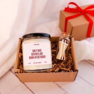 October Birthday Candle, Libra Gifts Scorpio Gifts, Woman Friend Birthday Gift for Her, Unique Birthday, Zodiac Candle, Birthday Gift Box image 2