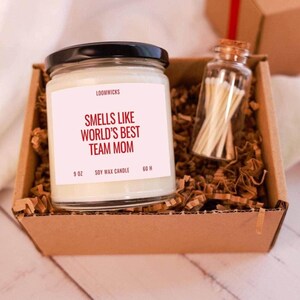 Team Mom Candle Gift Box, Gift For Team Mom, Team Mom Candle, Team Coach Birthday, World's Best Team Mom image 2