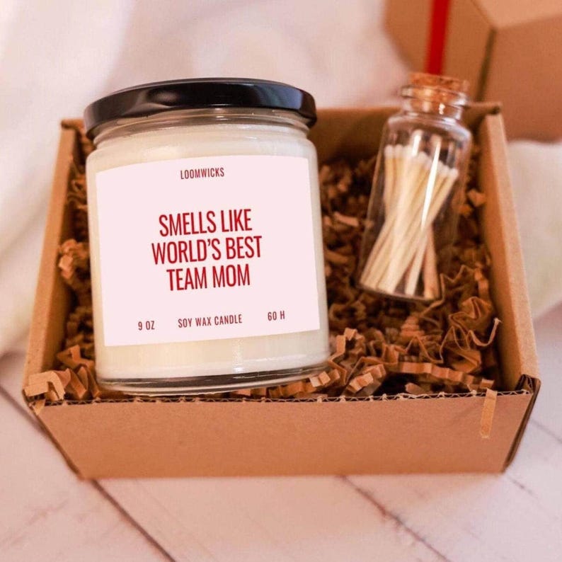 Team Mom Candle Gift Box, Gift For Team Mom, Team Mom Candle, Team Coach Birthday, World's Best Team Mom image 2