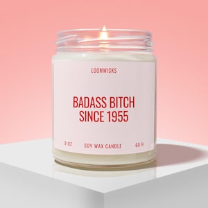 Badass Since 1955 Candle, 70th Birthday, Woman Birthday Gift, Gifts for 70th, Friend Birthday, Party Decor, Birthday Gift For Her