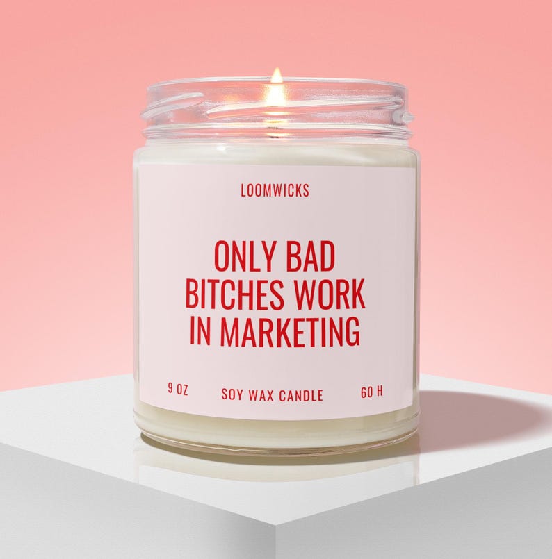 Marketing Candle, Funny Marketing Gifts, Bad Bitches Work In Marketing, Gift For Marketing Worker, Marketing Job, Coworker Gifts image 1