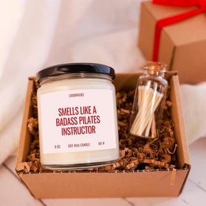 Badass Pilates Instructor Candle, Gift for Pilates Instructor, Pilates Decor, Pilates Lover Gift, Pilates Gift Box image 3