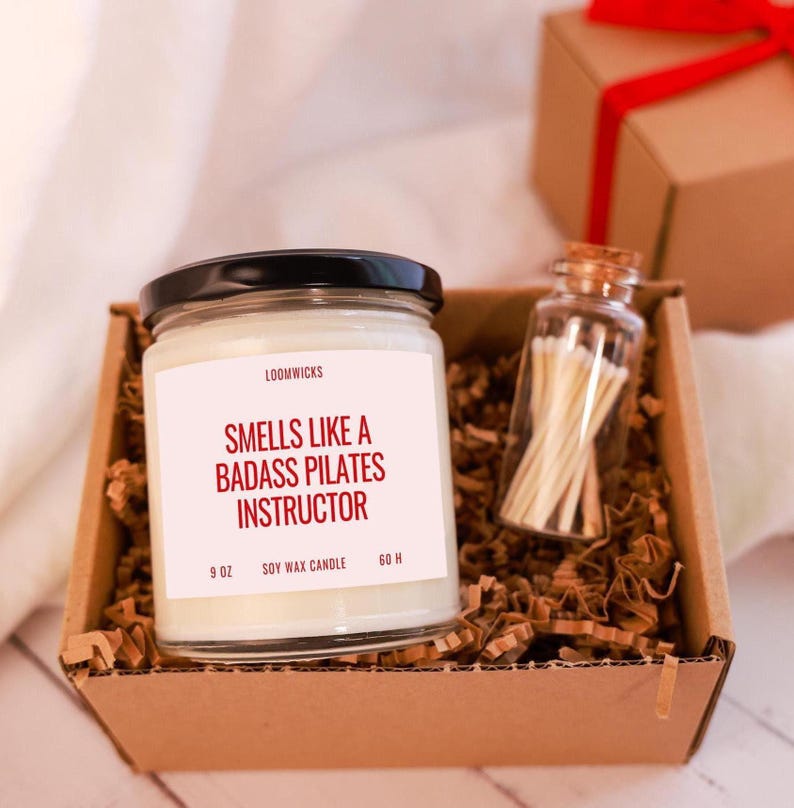 Badass Pilates Instructor Candle, Gift for Pilates Instructor, Pilates Decor, Pilates Lover Gift, Pilates Gift Box image 3