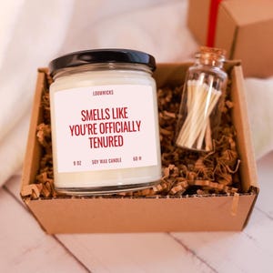 Custom Tenure Gift, Gift for Professor Gift, Tenured Celebration Candle, Custom Teacher Tenure Gift, Funny Tenure Gift image 2