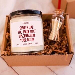 Dissertation Defense Candle, Funny Dissertation Gift, Doctorate Graduation Gift, Doctoral Student, PHD Graduation Gift, PHD Gift image 2