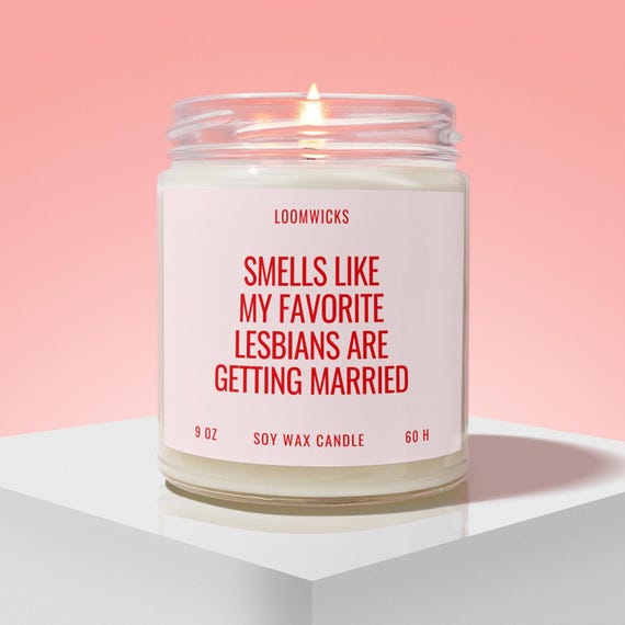 Lesbian Wedding Candle, Lesbian Wedding Gift, Lesbian Engagement, Engayged Gift, Same Sex Wedding, Bridal Party Gift, LGBTQ Couple Gift
