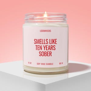Ten Year Sober Candle, 10 Years Sober Gift, Sobriety Candle, Sober Anniversary, Recovery Gift, Sobriety Gift, Sober Birthday