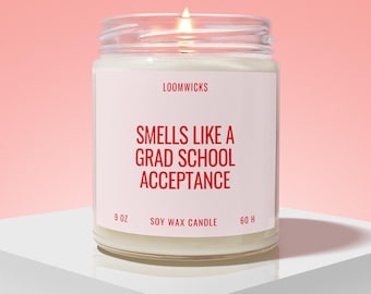 Grad School Acceptance Candle, College Acceptance Gift, School Acceptance, Graduation Gift, University Acceptance