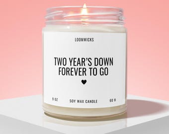 Two Year Anniversary Candle, Cotton Anniversary Gifts, Keepsake for 2nd Wedding Anniversary, Husband Wife Presents