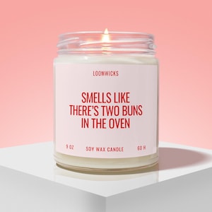 Funny Twin Mom Candle, Pregnancy Announcement, Bun In The Oven, New Mom Gift, Expecting Twin Mom, Baby Shower Gift, Mom to Be Gift image 1