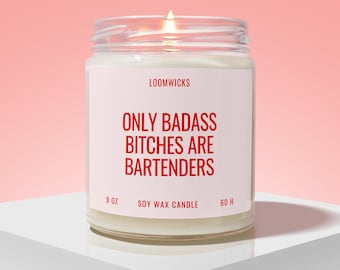 Badass Bartender Candle, New Bartender Gift, Funny Bartender Gift, Gift for Bartender, Bartending School