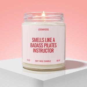 Badass Pilates Instructor Candle, Gift for Pilates Instructor, Pilates Decor, Pilates Lover Gift, Pilates Gift Box image 1