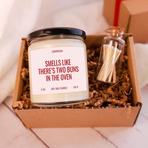 Funny Twin Mom Candle, Pregnancy Announcement, Bun In The Oven, New Mom Gift, Expecting Twin Mom, Baby Shower Gift, Mom to Be Gift image 2