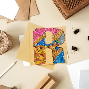 Custom Zen-tangle Monogram Card, custom made to you, add a special card to your gifts.