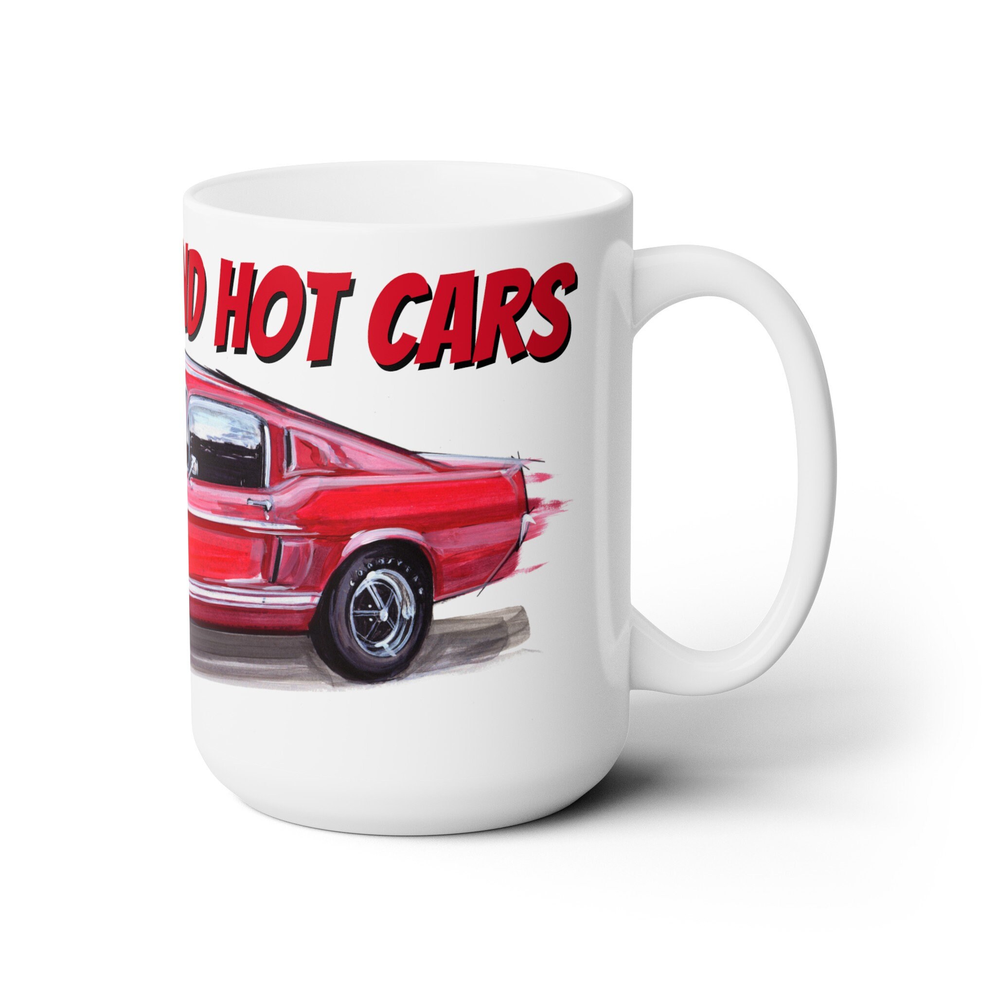 Hot Coffee and Classic Cars Customized Mustang Fastback Art Mug