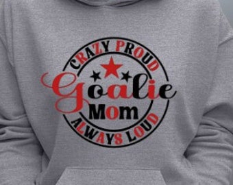 Personalized Goalie Mom Hoodie, Hockey Number, Team Colors