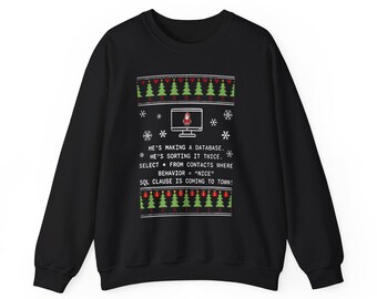 SQL Santa Claus Programmer Sweatshirt, Funny Developer Gift