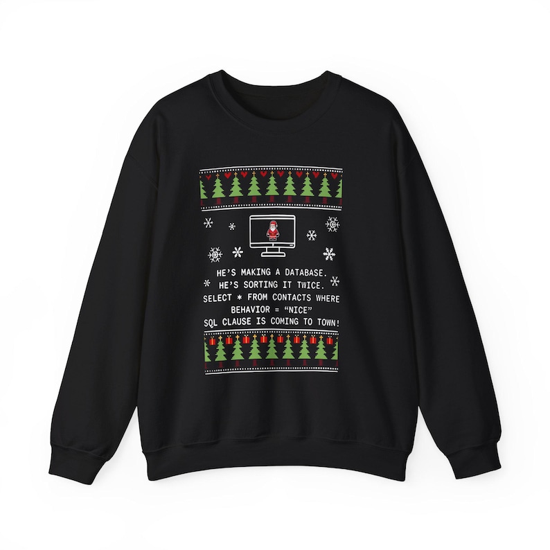 SQL Santa Programmer Christmas Sweatshirt - Database Code Gift image 1