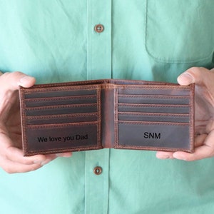 Cartera para hombre, regalo de aniversario para él, cartera grabada personalizada, regalos personalizados para padrinos de boda, el mejor regalo de Navidad hecho a mano