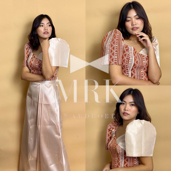 Conjunto de blusa e saia étnica filipina - Beatrice