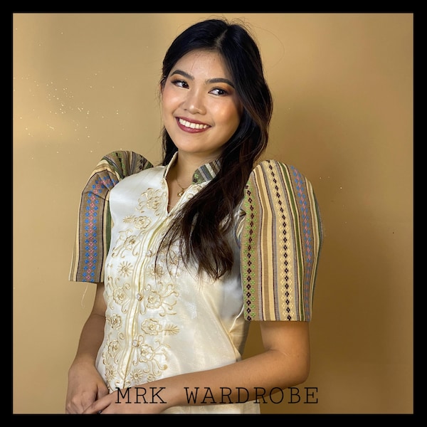 Top Marian Étnico Filipiniana - Azul