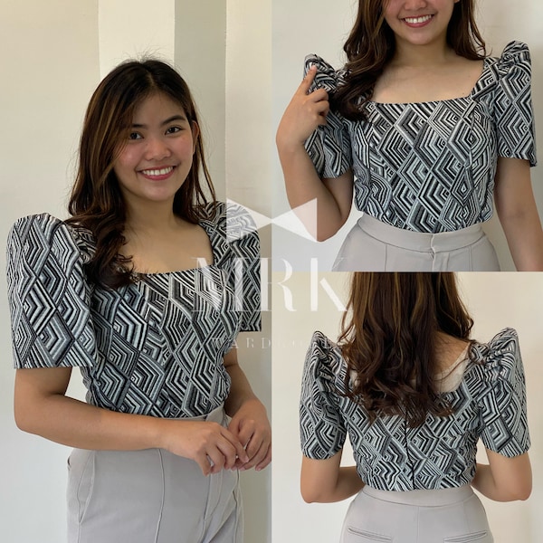 Ethnic Square Neck Inabel Filipiniana Top