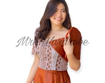 orange filipiniana dress Belted A Line Filipiniana Dress custom made for our Client We customize from XS-Plus size Over 180 weaves/fabrics to choose from You may send in your desired design/cut for us to