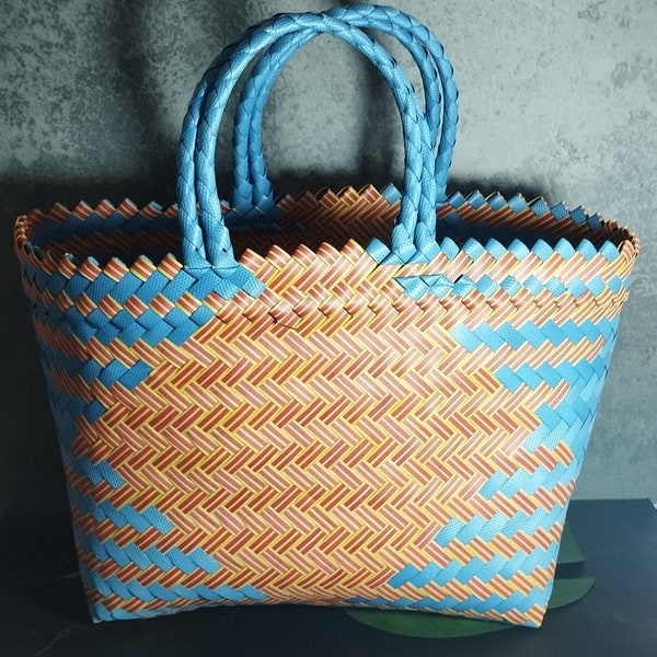 Plastic Woven Bag, Picnic Pattern Basket Bag In Various Colors, Tote Bag, Spring, Summer, Fall Tote, Handbag, etc.