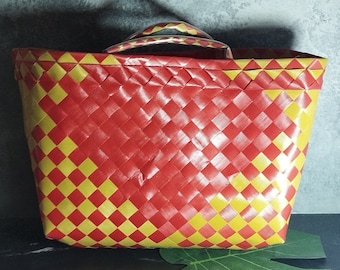 Plastic Woven Bag, Picnic Pattern Basket Bag In Various Colors, Tote Bag, Spring, Summer, Fall Tote, Handbag, etc.