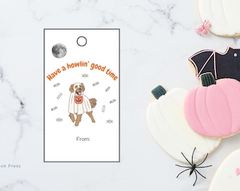 Cute Dog Halloween Tag | Trick or Treat Gift Bag (Printable Instant Download)
