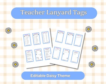 Daisy Teacher Lanyard-etiketter: Redigerbart schema, elevlista (digital nedladdning)