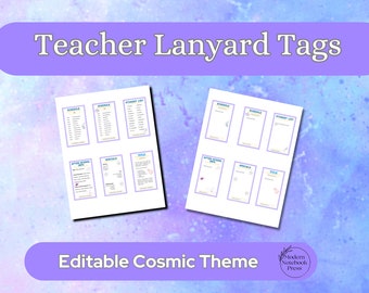 Cosmic Teacher Lanyard Taggar: Redigerbart schema, Elevlista (digital nedladdning)