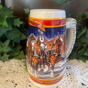 Vintage Budweiser Holiday Collection Beer Stein | 1999