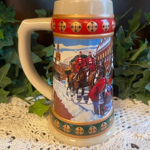 Vintage 1993 Budweiser Holiday Collection Beer Stein