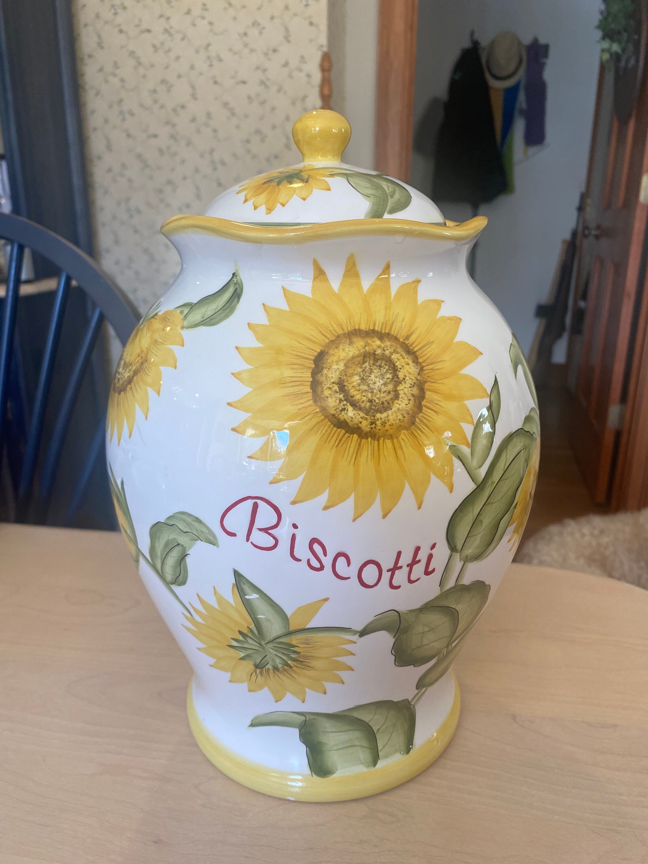 Very Pretty Vintage Sunflower Biscotti Cookie Jar Etsy