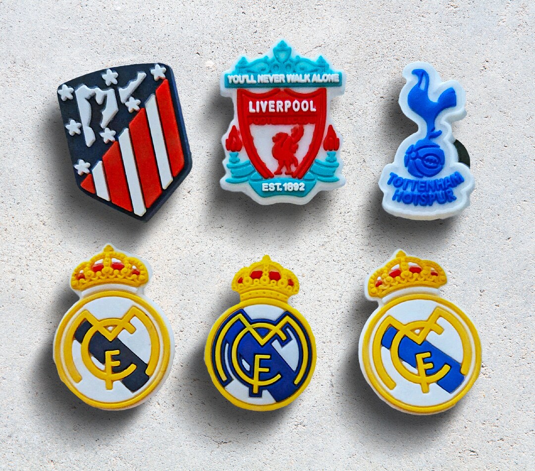 6pcs EUROPEAN Soccer Club Logo Croc Shoes Charm Set Football Teams