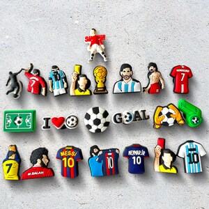 18 Pieces Soccer Croc Charms, Soccer Fans, Inspired by Ronaldo & Messi.  Futbo