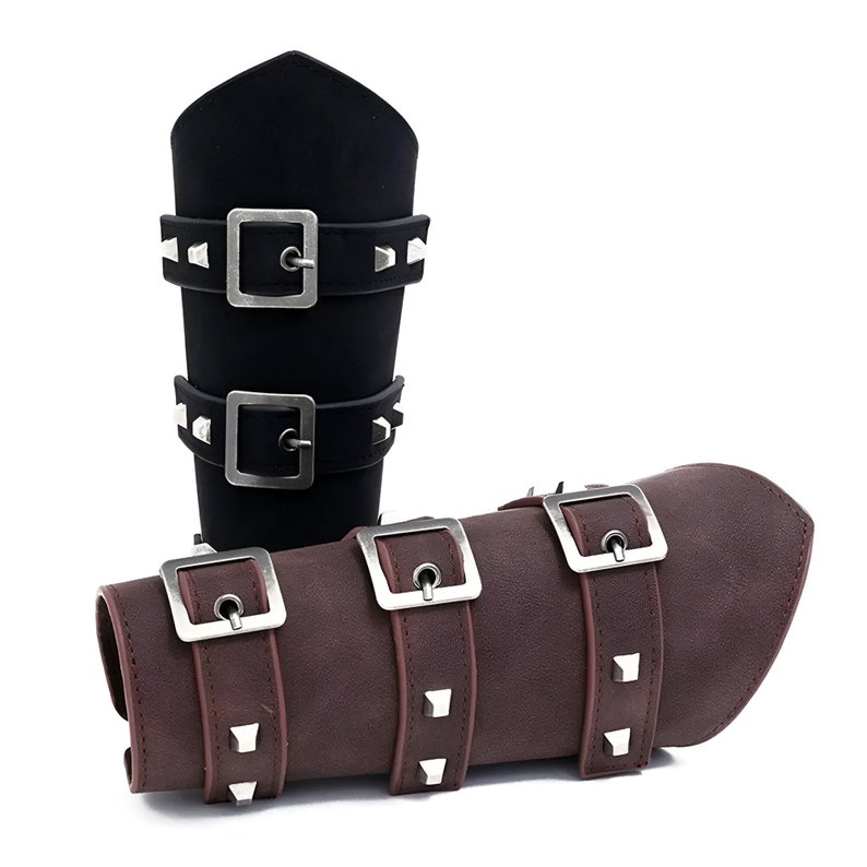 Bracelet Gauntlet Médiéval En Cuir PU - Brassard Large Punk Pour Homme Et Femme - Style Renaissance & Gladiateur
