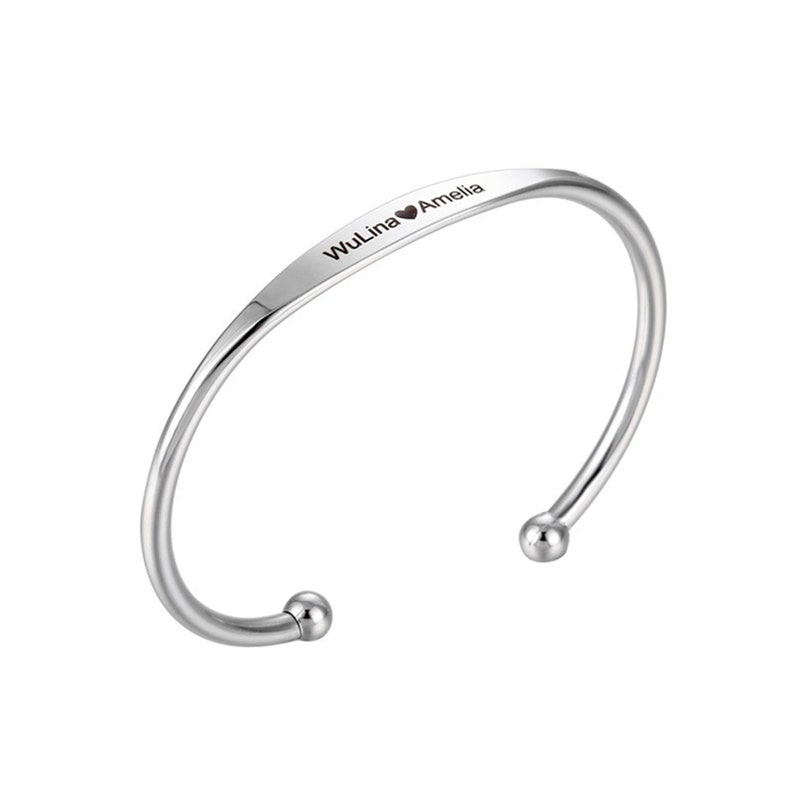 Simple Personalized Engraved Bracelet Engraved Name Open Bangle