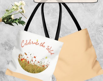 Butterfly and Wildflower Tote, Nature Lover Tote Bag, Butterfly Lover Gift, Nature Lover Reusable Shopping Bag, Tote Gift for Nature Lover