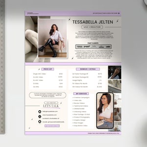 Plantilla de tarjeta de tarifas UGC editable, hoja de tarifas moderna, kit de medios minimalista, kit de prensa de Instagram TikTok, enlaces en los que se puede hacer clic, tarjeta de tarifas de cartera