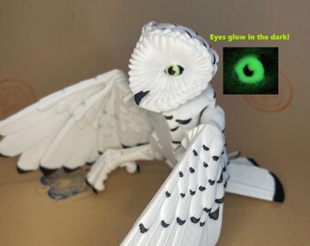 Barn Owl - Hedwig - articulated fidget toy - glowing eyes