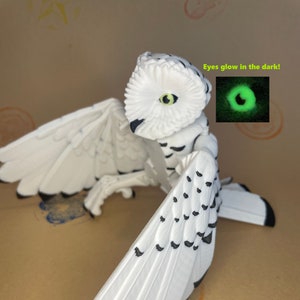 Barn Owl - Hedwig - articulated fidget toy - glowing eyes