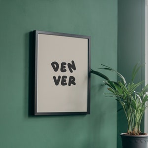 Denver Print, Colorado Wall Art - Denver - CO - Denver Minimalist -  Denver Modern - Beige and Black Denver Digital Prints for Modern Spaces