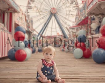Circus Digital Backdrop, Carnival Photography Background, PSD Composite