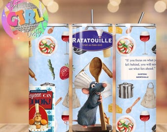 Ratatouille Tumbler | Remy Chef Mouse Disney Movie Gift | Anyone Can Cook Quote | Foodie Kitchen Sublimation Skinny Tumbler