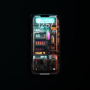 Retro Futuristic Vending Machine iPhone Wallpaper | Mobile Phone Wallpaper | iOS LockScreen Wallpaper | Cellphone Wallpaper | 247