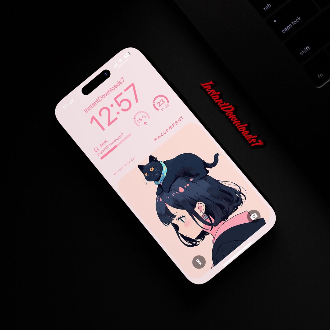Cute Love Cat Illustration iPhone Wallpaper | Mobile Phone Wallpaper ...