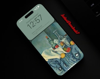 Artist Cezanne Still Life Oil Painting iPhone Wallpaper | LockScreen Wallpaper | Mobile Phone Wallpaper | iOS LockScreen Wallpaper | 113